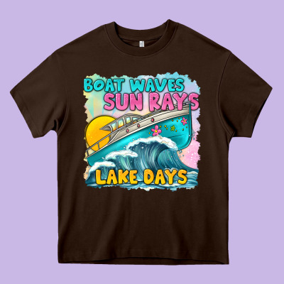 Boat Waves Sun Rays Lake Days Heavy Core Tee Designed By Texasbilliewilder
