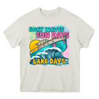 Cream boat waves sun rays lake days Heavy Core Tee - texasbilliewilder