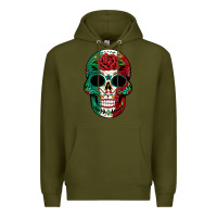 Army Green Mexican Skull Premium Hoodie - texasbilliewilder