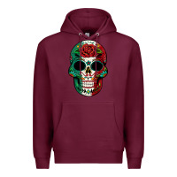 Burgundy Mexican Skull Premium Hoodie - texasbilliewilder
