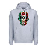 Heather Grey Mexican Skull Premium Hoodie - texasbilliewilder