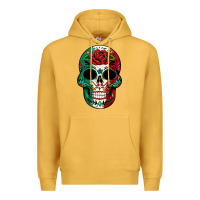 Mustard Mexican Skull Premium Hoodie - texasbilliewilder