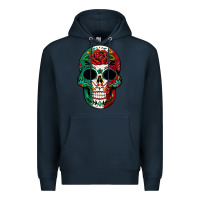 Navy Mexican Skull Premium Hoodie - texasbilliewilder