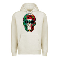 Oatmeal Heather Mexican Skull Premium Hoodie - texasbilliewilder