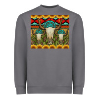 Storm bull skulls gemstones and cactus with leopard and aztec Heavyweight Sweatshirt - Artiststas
