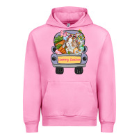 Fuchsia Pink Happy Easter bunny truck Easter Day Urban Hoodie - CowGirlArtShop