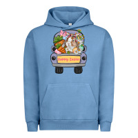 Pigment Pebble Blue Happy Easter bunny truck Easter Day Urban Hoodie - CowGirlArtShop