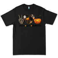 Black Peace Love Halloween Premium Tee - texasbilliewilder