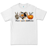 White Peace Love Halloween Premium Tee - texasbilliewilder