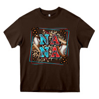 Chocolate Brown baseball nana with leopard Heavy Core Tee - Zillion Design Studio