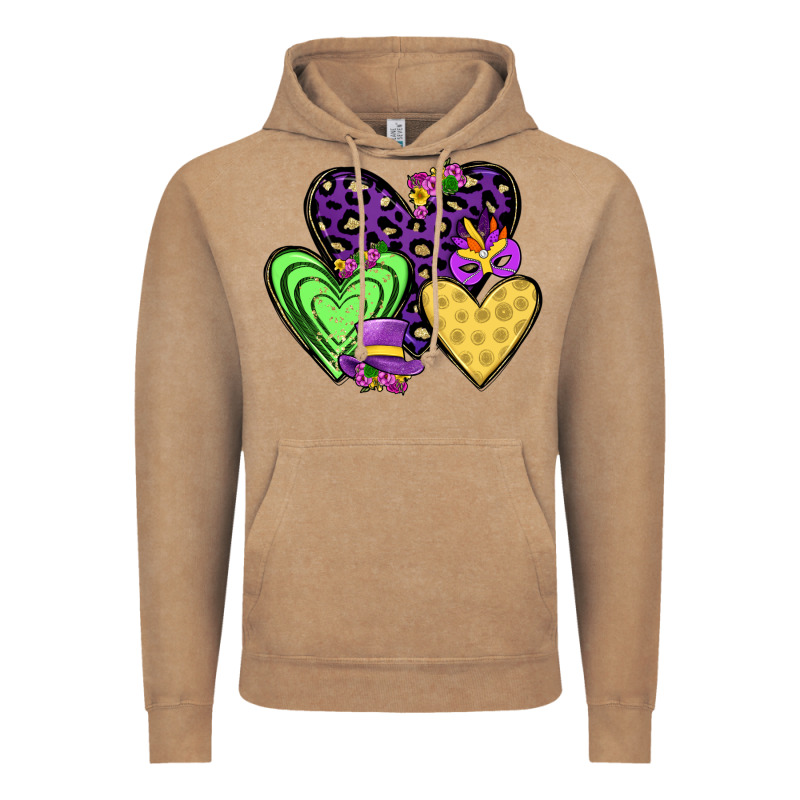 Hearts Mardi Gras Vintage Hoodie by JahusDesignShop | Teevron
