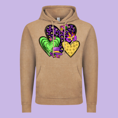 Hearts Mardi Gras Vintage Hoodie Designed By Jahusdesignshop