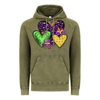 Vintage Olive hearts mardi gras Vintage Hoodie - JahusDesignShop