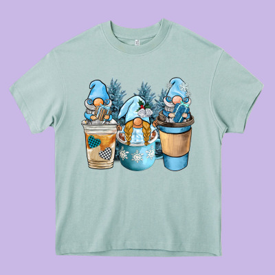 Winter Coffee Gnome Heavy Core Tee Designed By Barkaloodesign