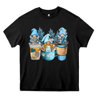 Black winter coffee gnome Heavy Core Tee - BarkalooDesign
