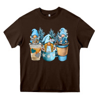 Chocolate Brown winter coffee gnome Heavy Core Tee - BarkalooDesign