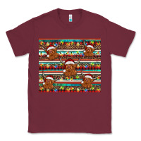 Burgundy christmas turquoise serape highland cow Classic Tee - BarkalooDesign