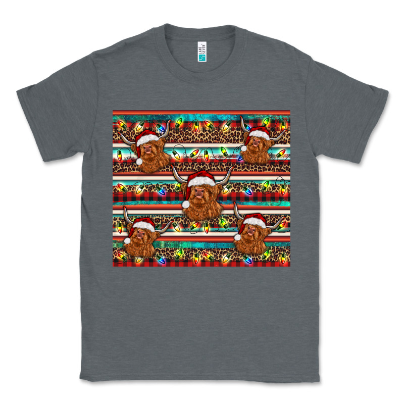 Christmas Turquoise Serape Highland Cow Classic Tee by BarkalooDesign | Teevron