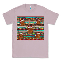 Lilac christmas turquoise serape highland cow Classic Tee - BarkalooDesign