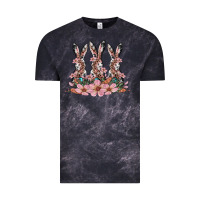 Cloud Black rabbits with blossom flower Vintage Tee - Artiststas