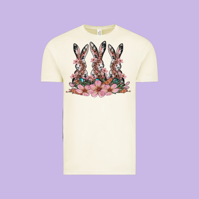 Rabbits With Blossom Flower Vintage Tee Designed By Artiststas