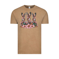 Vintage Coffee rabbits with blossom flower Vintage Tee - Artiststas