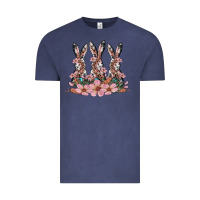 Vintage Denim rabbits with blossom flower Vintage Tee - Artiststas