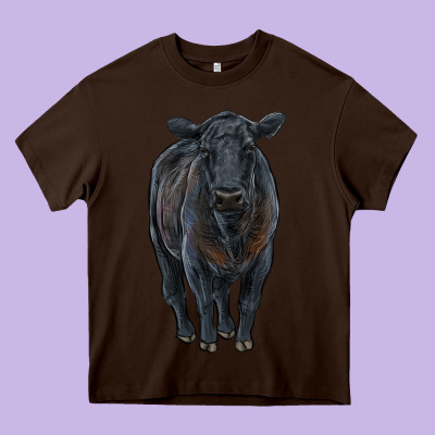 Black Angus Cattle Heavy Core Tee Designed By Ranaportraitstore