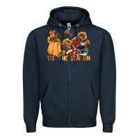 Navy tis' the season Zipper Hoodie - MaliasSmallBusiness