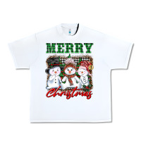 White merry christmas snowman Urban Heavy Tee - AdoDesignShop