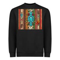 Black gemstone flowers arrow with leopards and serape Heavyweight Sweatshirt - Artiststas