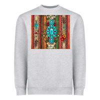 Heather Grey gemstone flowers arrow with leopards and serape Heavyweight Sweatshirt - Artiststas