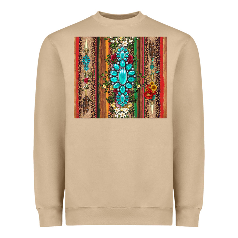 Gemstone Flowers Arrow With Leopards And Serape Heavyweight Sweatshirt by Artiststas | Teevron