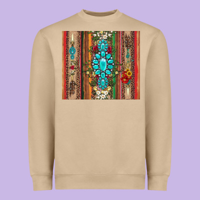 Gemstone Flowers Arrow With Leopards And Serape Heavyweight Sweatshirt Designed By Artiststas
