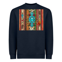 Navy gemstone flowers arrow with leopards and serape Heavyweight Sweatshirt - Artiststas