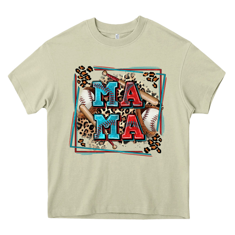 Baseball Mama With Leopard Heavy Core Tee by Zillion Design Studio | Teevron
