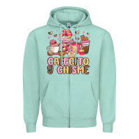 Seafoam cafecito y chisme Zipper Hoodie - MaliasSmallBusiness