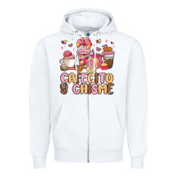 White cafecito y chisme Zipper Hoodie - MaliasSmallBusiness