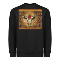 Black bull skull flowers glitter and leopard Heavyweight Sweatshirt - Artiststas