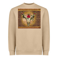 Bull Skull Flowers Glitter And Leopard Heavyweight Sweatshirt | Teevron