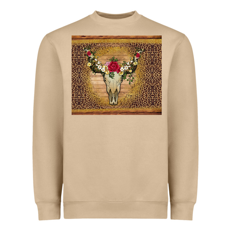 Bull Skull Flowers Glitter And Leopard Heavyweight Sweatshirt by Artiststas | Teevron
