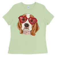 Matcha Beagle with love glasses Ladies Tee - RanaPortraitStore