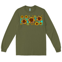 Army Green leopard sunflower gemstone Long Sleeve Tee - JahusDesignShop