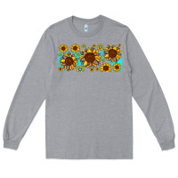 Heather Grey leopard sunflower gemstone Long Sleeve Tee - JahusDesignShop
