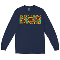 Navy leopard sunflower gemstone Long Sleeve Tee - JahusDesignShop