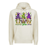 Oatmeal Heather Mardi Gras crew with gnomes Premium Hoodie - NancyCooperArtShop