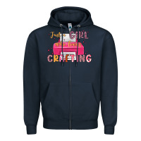 Navy just a girl who loves crafting Zipper Hoodie - MaliasSmallBusiness