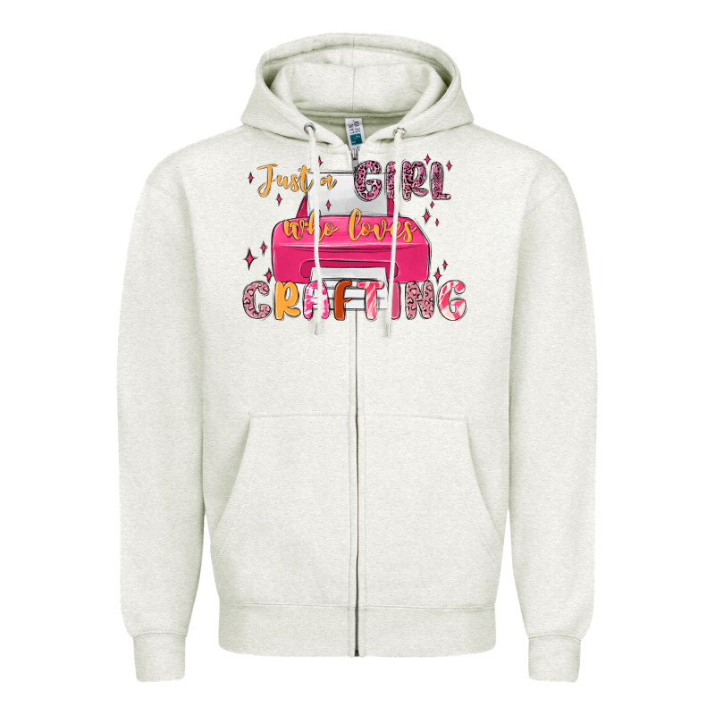 Just A Girl Who Loves Crafting Zipper Hoodie by MaliasSmallBusiness | Teevron