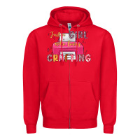 Red just a girl who loves crafting Zipper Hoodie - MaliasSmallBusiness