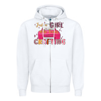 White just a girl who loves crafting Zipper Hoodie - MaliasSmallBusiness